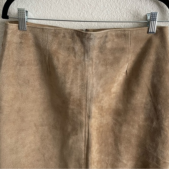 Eddie Bauer Vintage Suede Genuine Leather Tan Maxi Skirt Size 12 - Picture 3 of 15
